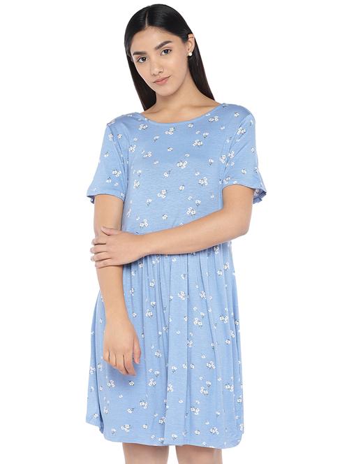 round neck floral a-line dress - 16889817 - Very Small Image - 1