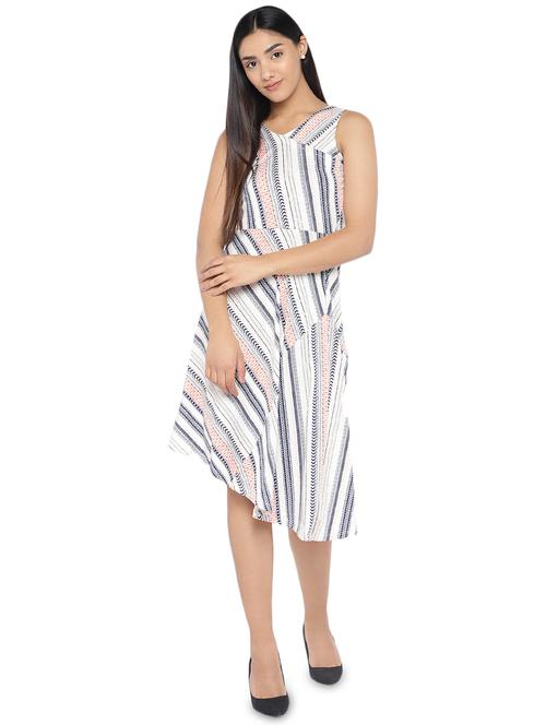 v-neck striped asymmetric dress - 16889824 - Very Small Image - 1