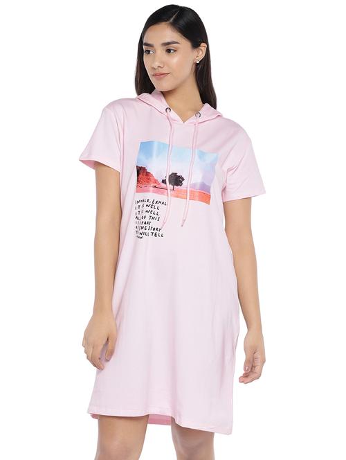 hooded neck graphic shift dress - 16889865 - Very Small Image - 1