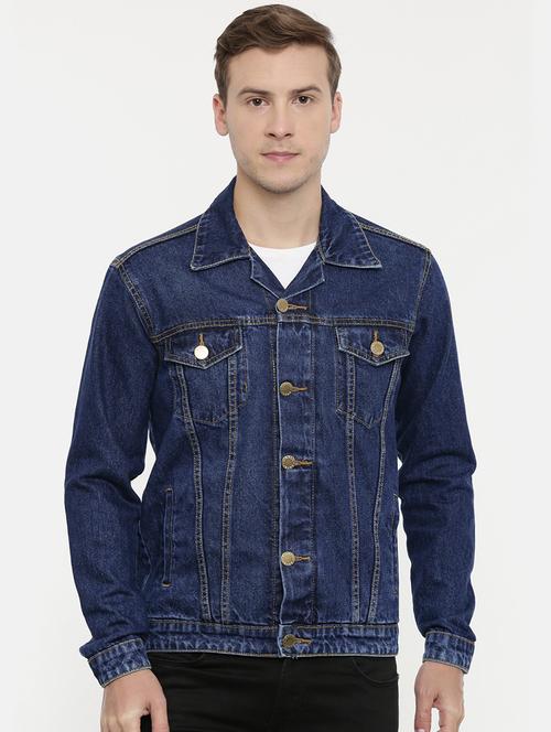 dark blue solid denim jacket - 16890677 - Very Small Image - 1