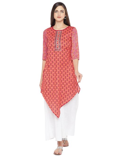 floral asymmetric kurta - 16890799 - Very Small Image - 1