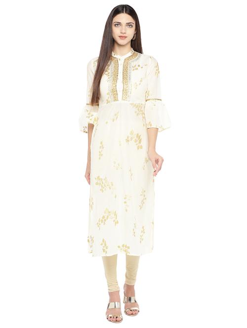 foil print straight kurta - 16890819 - Very Small Image - 1