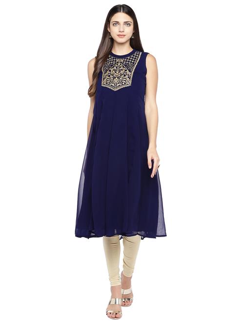yoke embroidered anarkali kurta - 16890822 - Very Small Image - 1
