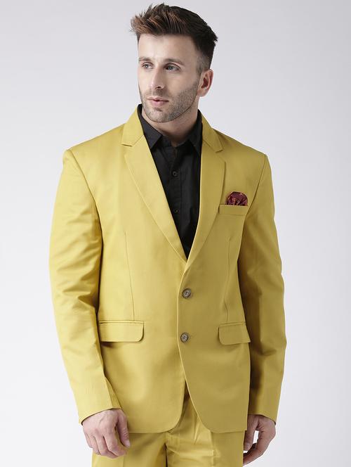 yellow solid single breasted casual blazer - 16891134 - Very Small Image - 1