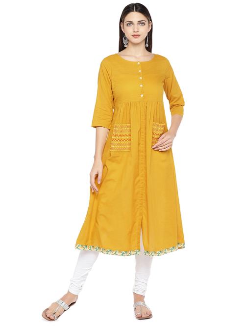 solid a-line kurta - 16891235 - Very Small Image - 1