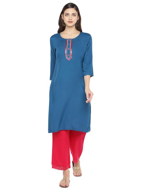 embroidered straight kurta - 16891272 - Very Small Image - 1