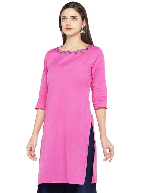 solid straight kurta - 16891299 - Very Small Image - 1