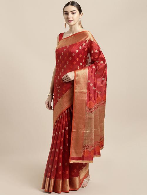 raw silk banarasi saree with blouse - 16891320 - Very Small Image - 1