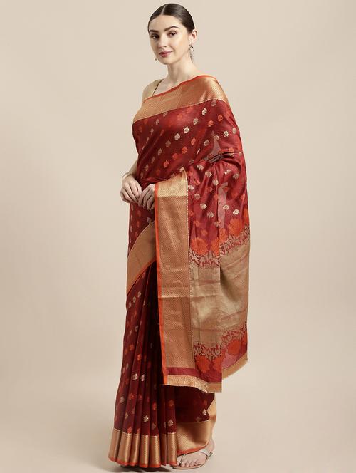 raw silk banarasi saree with blouse - 16891322 - Very Small Image - 1