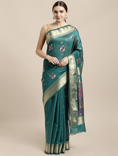 conversational banarasi saree with blouse - 16891368 - Very Small Image - 1