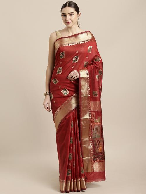conversational banarasi saree with blouse - 16891370 - Very Small Image - 1