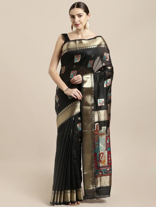 conversational banarasi saree with blouse - 16891371 - Very Small Image - 1