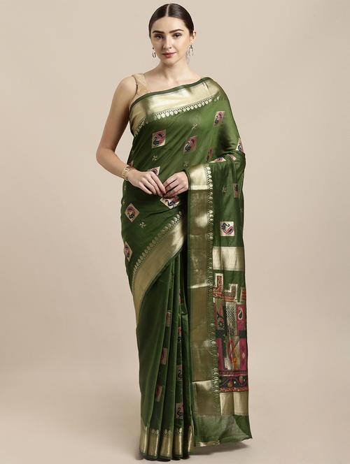 conversational banarasi saree with blouse - 16891373 - Very Small Image - 1