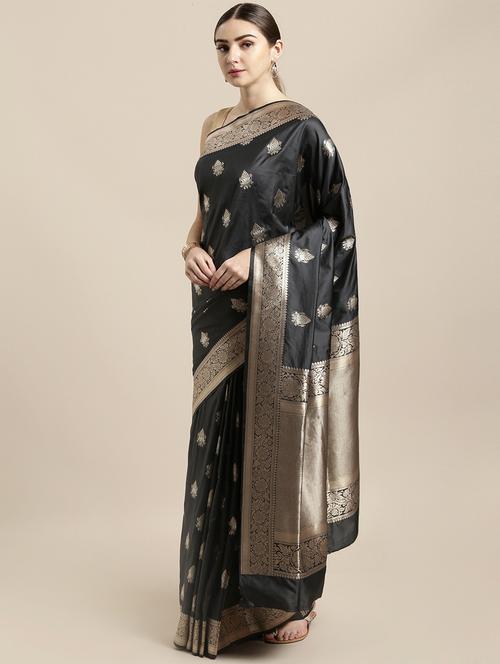 ethnic motif banarasi saree with blouse - 16891380 - Very Small Image - 1