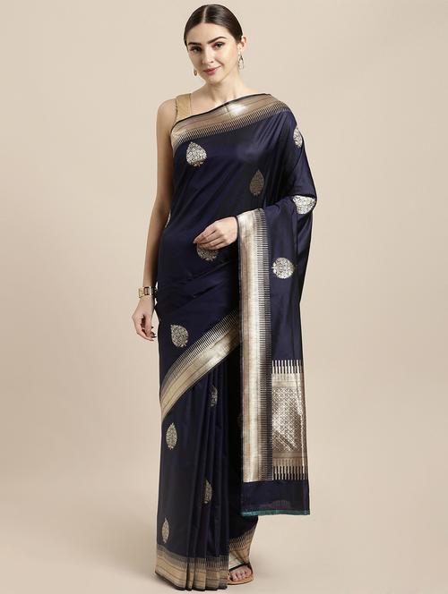 ethnic motif banarasi saree with blouse - 16891381 - Very Small Image - 1