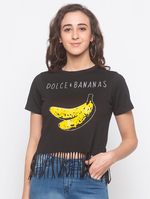 fringed hem graphic tee - 16891414 - Very Small Image - 1