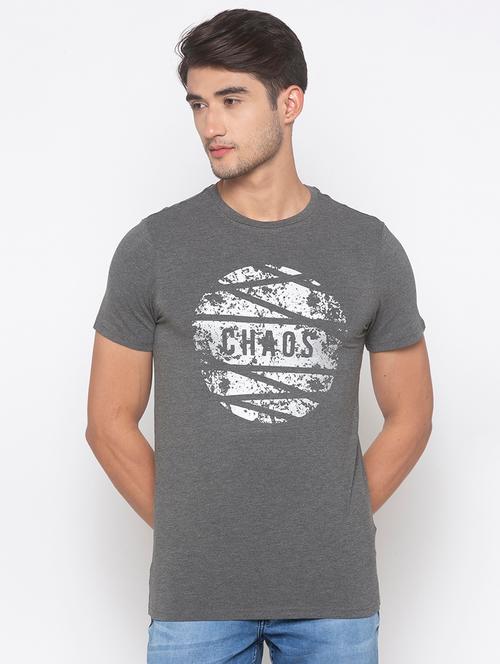 grey typographic chest print t-shirt - 16891479 - Very Small Image - 1
