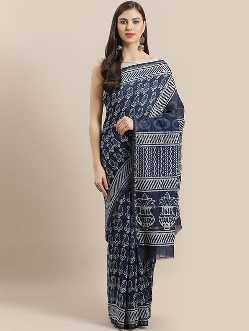 paisley printed saree with blouse - 16891661 - Very Small Image - 1