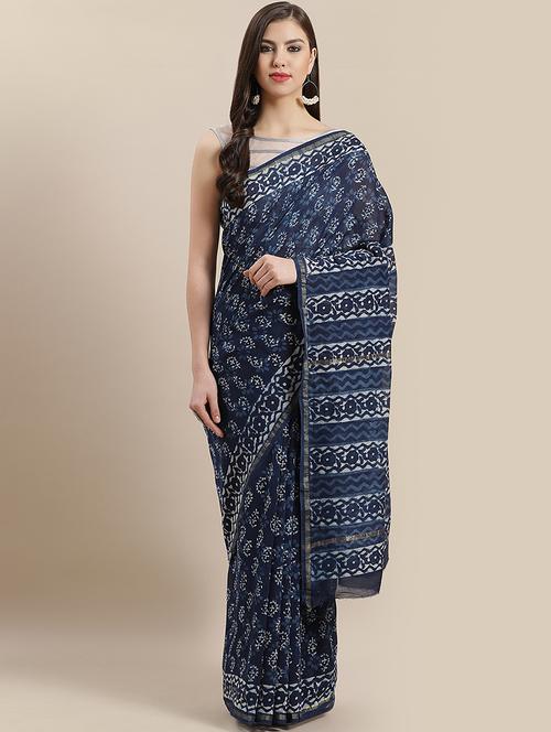 floral printed saree with blouse - 16891663 - Very Small Image - 1