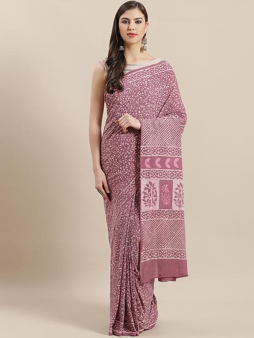 floral printed saree with blouse - 16891669 - Very Small Image - 1