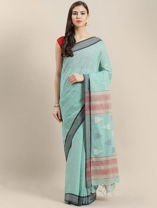 printed jamdani saree with blouse - 16891678 - Very Small Image - 1