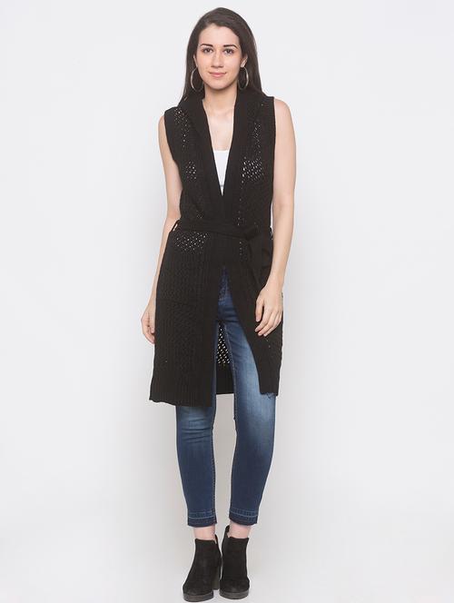 tie front hooded shrug - 16893074 - Very Small Image - 1