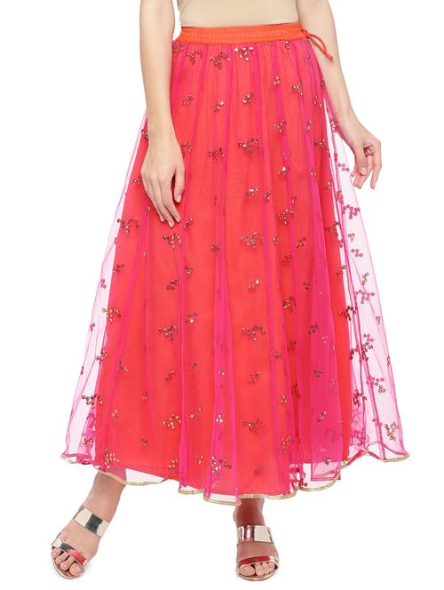 orange cotton flared skirt - 16893169 - Very Small Image - 1