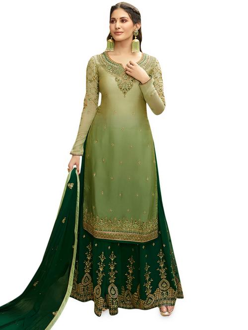 embroidered semi-stitched suit - 16893370 - Very Small Image - 1