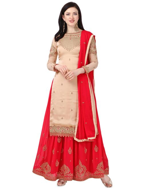 embroidered semi-stitched palazzo suit - 16893371 - Very Small Image - 1