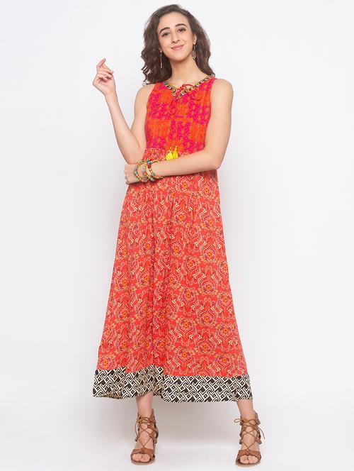 tie up neck printed maxi dress - 16893382 - Very Small Image - 1