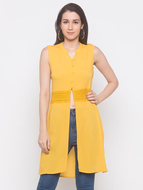 lace insert mandarin neck a-line tunic - 16893426 - Very Small Image - 1