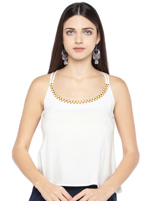 embroidered cami neck top - 16893434 - Very Small Image - 1