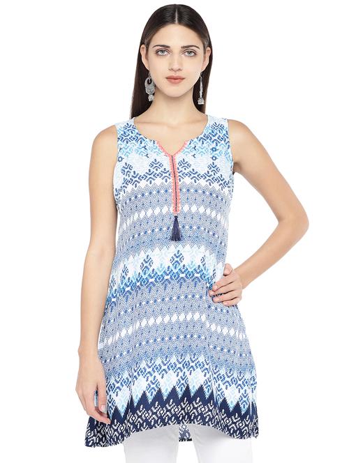 v neck printed tunic - 16893439 - Very Small Image - 1
