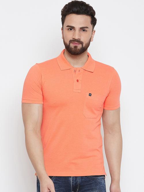 orange solid polo t-shirt - 16893619 - Very Small Image - 1