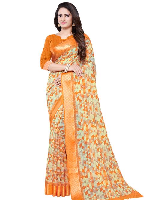 geometrical printed saree with blouse - 16893826 - Very Small Image - 1