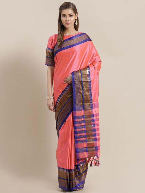 solid bordered saree with blouse - 16893868 - Very Small Image - 1