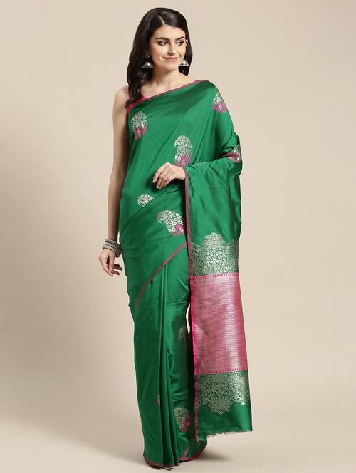floral banarasi saree with blouse - 16893896 - Very Small Image - 1