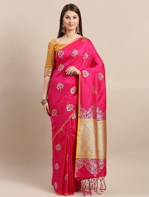 floral banarasi saree with blouse - 16893898 - Very Small Image - 1
