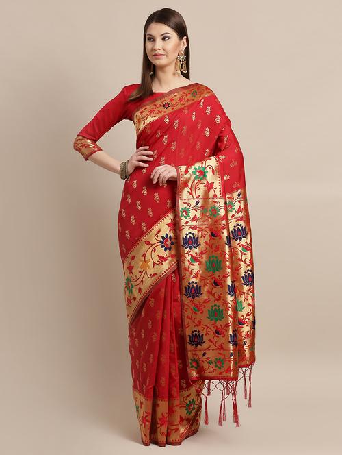 floral banarasi saree with blouse - 16893906 - Very Small Image - 1