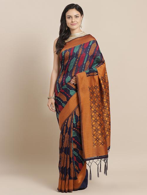 printed banarasi saree with blouse - 16893922 - Very Small Image - 1