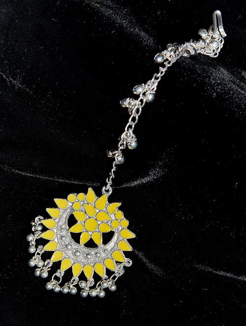 yellow metal maang teekas & passa - 16893945 - Very Small Image - 1