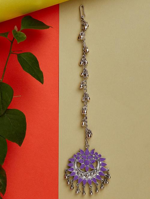 purple metal maang teekas & passa - 16893954 - Very Small Image - 1