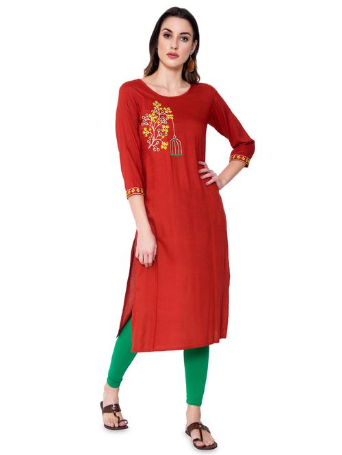 embroidered straight kurta - 16893978 - Very Small Image - 1