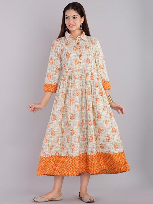 printed flared ethnic dress - 16893998 - Very Small Image - 1