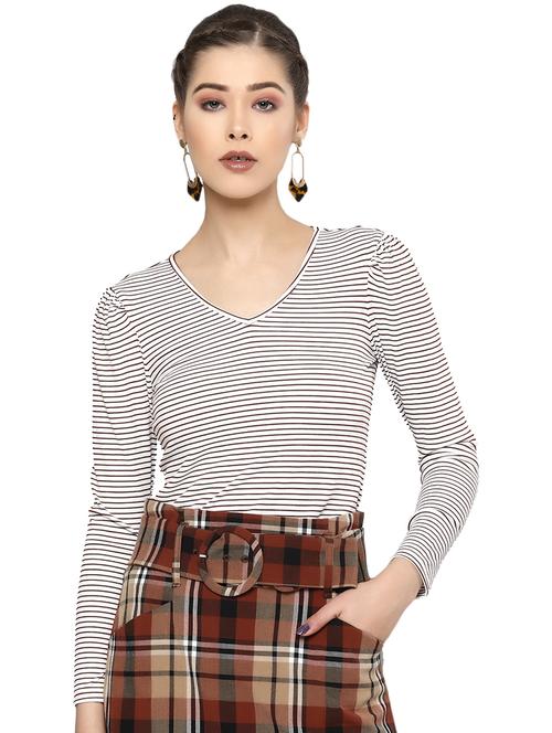 v-neck striped top - 16894143 - Very Small Image - 1