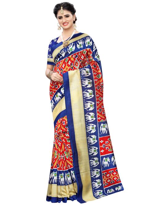 ikat printed saree with blouse - 16894156 - Very Small Image - 1