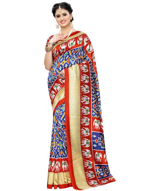 ikat printed saree with blouse - 16894157 - Very Small Image - 1
