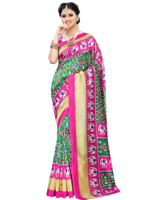 ikat printed saree with blouse - 16894158 - Very Small Image - 1