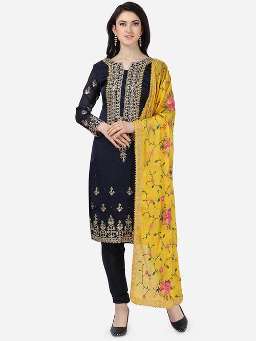 embroidered churidaar unstitched suit - 16894507 - Very Small Image - 1