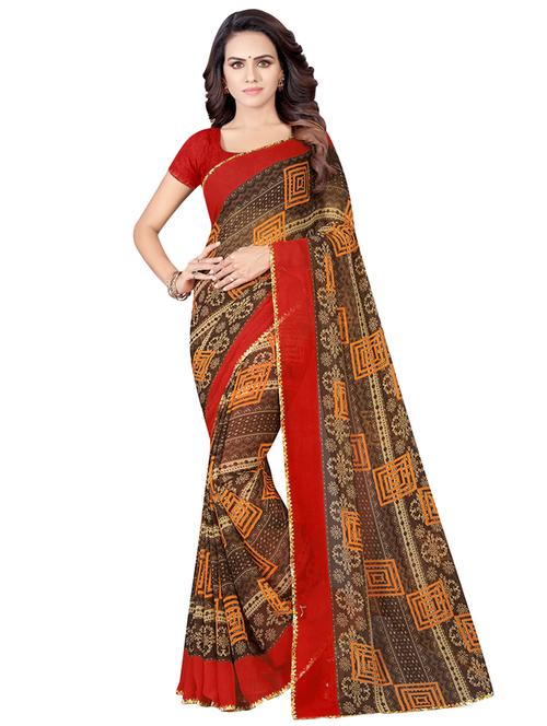 floral printed saree with blouse - 16894827 - Very Small Image - 1